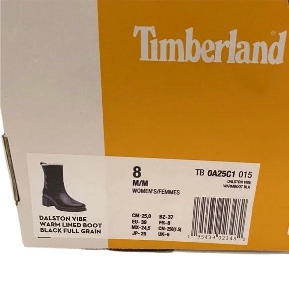 NIB Timberland Boots Dalston Vibe Faux Fur Lined Bootie Black Size 8 Brand New - Picture 15 of 16